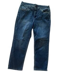 Earl Jeans Size 16 Embellished Flap Pocket Stretch Blue Denim Jeans Y2K